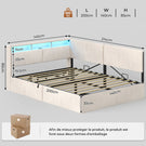 AOGLLATI Canapé-lit 140 x 200 avec rangement équipé d'un éclairage LED et de ports USB à système hydraulique avec tête de lit rembourrée et espace de rangement