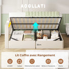 AOGLLATI Canapé-lit 140 x 200 avec rangement équipé d'un éclairage LED et de ports USB à système hydraulique avec tête de lit rembourrée et espace de rangement