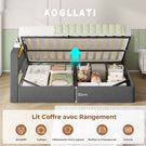 AOGLLATI Canapé-lit 140 x 200 avec rangement équipé d'un éclairage LED et de ports USB à système hydraulique avec tête de lit rembourrée et espace de rangement