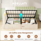 AOGLLATI Canapé-lit 140 x 200 avec rangement équipé d'un éclairage LED et de ports USB à système hydraulique avec tête de lit rembourrée et espace de rangement