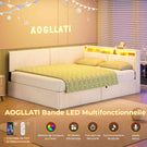 AOGLLATI Canapé-lit 140 x 200 avec rangement équipé d'un éclairage LED et de ports USB à système hydraulique avec tête de lit rembourrée et espace de rangement