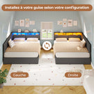 AOGLLATI Canapé-lit 140 x 200 avec rangement équipé d'un éclairage LED et de ports USB à système hydraulique avec tête de lit rembourrée et espace de rangement