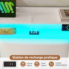 AOGLLATI Lit AOGLLATI 140 × 190 avec rangements équipé d'un éclairage LED et de ports USB tête de lit rembourrée avec compartiments de rangement séparés lit double à réglage hydraulique