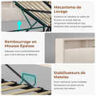 AOGLLATI Canapé-lit 140 x 200 avec rangement équipé d'un éclairage LED et de ports USB à système hydraulique avec tête de lit rembourrée et espace de rangement
