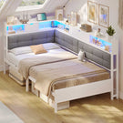 Canapé-lit pliant AOGLLATI 90 x 200 avec multiprise et éclairage LED canapé-lit rembourré doté de 6 compartiments de rangement et d'un espace de rangement sous le lit