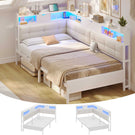 Canapé-lit pliant AOGLLATI 90 x 200 avec multiprise et éclairage LED canapé-lit rembourré doté de 6 compartiments de rangement et d'un espace de rangement sous le lit