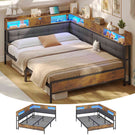 Canapé-lit pliant AOGLLATI 140 x 200 avec multiprise et éclairage LED canapé-lit rembourré doté de 6 compartiments de rangement et d'un espace de rangement sous le lit
