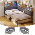 Canapé-lit pliant AOGLLATI 90 x 200 avec multiprise et éclairage LED canapé-lit rembourré doté de 6 compartiments de rangement et d'un espace de rangement sous le lit