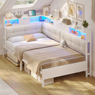 Canapé-lit pliant AOGLLATI 90 x 200 avec multiprise et éclairage LED canapé-lit rembourré doté de 6 compartiments de rangement et d'un espace de rangement sous le lit
