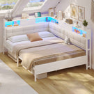 Canapé-lit pliant AOGLLATI 140 x 190 avec multiprise et éclairage LED canapé-lit rembourré doté de 6 compartiments de rangement et d'un espace de rangement sous le lit