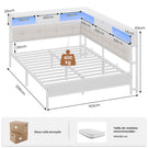 Canapé-lit pliant AOGLLATI 140 x 190 avec multiprise et éclairage LED canapé-lit rembourré doté de 6 compartiments de rangement et d'un espace de rangement sous le lit