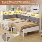 Canapé-lit pliant AOGLLATI 90 x 200 avec multiprise et éclairage LED canapé-lit rembourré doté de 6 compartiments de rangement et d'un espace de rangement sous le lit