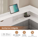 Canapé-lit pliant AOGLLATI 140 x 200 avec multiprise et éclairage LED canapé-lit rembourré doté de 6 compartiments de rangement et d'un espace de rangement sous le lit