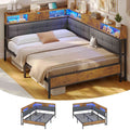 Canapé-lit pliant AOGLLATI 140 x 190 avec multiprise et éclairage LED canapé-lit rembourré doté de 6 compartiments de rangement et d'un espace de rangement sous le lit