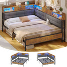 Canapé-lit pliant AOGLLATI 140 x 190 avec multiprise et éclairage LED canapé-lit rembourré doté de 6 compartiments de rangement et d'un espace de rangement sous le lit