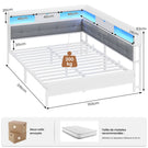 Canapé-lit pliant AOGLLATI 140 x 200 avec multiprise et éclairage LED canapé-lit rembourré doté de 6 compartiments de rangement et d'un espace de rangement sous le lit