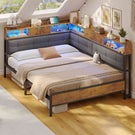 Canapé-lit pliant AOGLLATI 140 x 190 avec multiprise et éclairage LED canapé-lit rembourré doté de 6 compartiments de rangement et d'un espace de rangement sous le lit