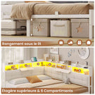 Canapé-lit pliant AOGLLATI 140 x 190 avec multiprise et éclairage LED canapé-lit rembourré doté de 6 compartiments de rangement et d'un espace de rangement sous le lit