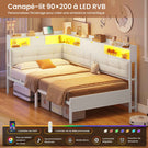 Canapé-lit pliant AOGLLATI 90 x 200 avec multiprise et éclairage LED canapé-lit rembourré doté de 6 compartiments de rangement et d'un espace de rangement sous le lit