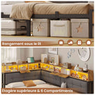 Canapé-lit pliant AOGLLATI 90 x 200 avec multiprise et éclairage LED canapé-lit rembourré doté de 6 compartiments de rangement et d'un espace de rangement sous le lit