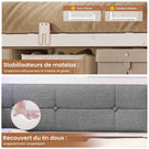 Canapé-lit pliant AOGLLATI 90 x 200 avec multiprise et éclairage LED canapé-lit rembourré doté de 6 compartiments de rangement et d'un espace de rangement sous le lit