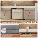 Canapé-lit pliant AOGLLATI 90 x 200 avec multiprise et éclairage LED canapé-lit rembourré doté de 6 compartiments de rangement et d'un espace de rangement sous le lit