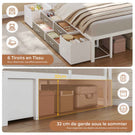 Canapé-lit AOGLLATI à dossier rabattable avec éclairage LED et multiprise lit 140 x 190 avec sommier métallique 3 compartiments de rangement ouverts et 6 tiroirs