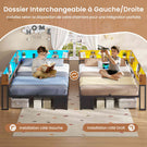 Canapé-lit AOGLLATI à dossier rabattable avec éclairage LED et multiprise lit 140 x 190 avec sommier métallique 3 compartiments de rangement ouverts et 6 tiroirs