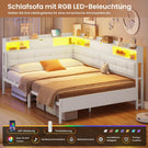 Canapé-lit pliant AOGLLATI 140 x 190 avec multiprise et éclairage LED canapé-lit rembourré doté de 6 compartiments de rangement et d'un espace de rangement sous le lit