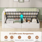 AOGLLATI Canapé lit 90 x 200 Lit Coffre 90 x 200 avec LED et Ports USB Lit Hydraulique avec Tête de Lit capitonné et Rangement