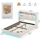AOGLLATI Lit Coffre 140x190 CM  Lit Double avec LED et Ports USB Cadre de lit avec Tête de Lit capitonné et Rangement