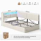 AOGLLATI Canapé lit 90 x 200 Lit Coffre 90 x 200 avec LED et Ports USB Lit Hydraulique avec Tête de Lit capitonné et Rangement