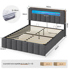AOGLLATI Lit Coffre 140x190 avec Rangement Hydraulique  Lit 140x190 avec Sommier  Éclairage LED et Multiprise Intégrée