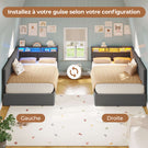 AOGLLATI Canapé lit 90 x 200 Lit Coffre 90 x 200 avec LED et Ports USB Lit Hydraulique avec Tête de Lit capitonné et Rangement