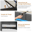 AOGLLATI Lit Coffre 140x190 CM  Lit Double avec LED et Ports USB Cadre de lit avec Tête de Lit capitonné et Rangement