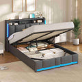 AOGLLATI Lit Coffre 140x190 CM  Lit Double avec LED et Ports USB Cadre de lit avec Tête de Lit capitonné et Rangement