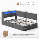 AOGLLATI Canapé lit 90 x 200 Lit Coffre 90 x 200 avec LED et Ports USB Lit Hydraulique avec Tête de Lit capitonné et Rangement