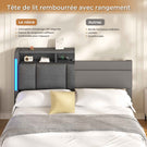 AOGLLATI Lit Coffre 140x190 CM  Lit Double avec LED et Ports USB Cadre de lit avec Tête de Lit capitonné et Rangement