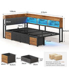 AOGLLATI Canapé Lit 90x200 avec Rangement Lit Coffre 90x200 avec Multiprise et Éclairage LED