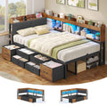 AOGLLATI Canapé Lit 90x200 avec Rangement Lit Coffre 90x200 avec Multiprise et Éclairage LED