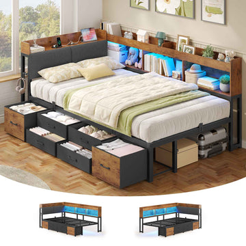 AOGLLATI Canapé Lit 90x200 avec Rangement Lit Coffre 90x200 avec Multiprise et Éclairage LED