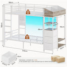 Lit superposé AOGLLATI 90 x 200 avec éclairage LED et 4 ports USB composé de 2 lits de 90 x 200 avec structure métallique doté de nombreux espaces de rangement