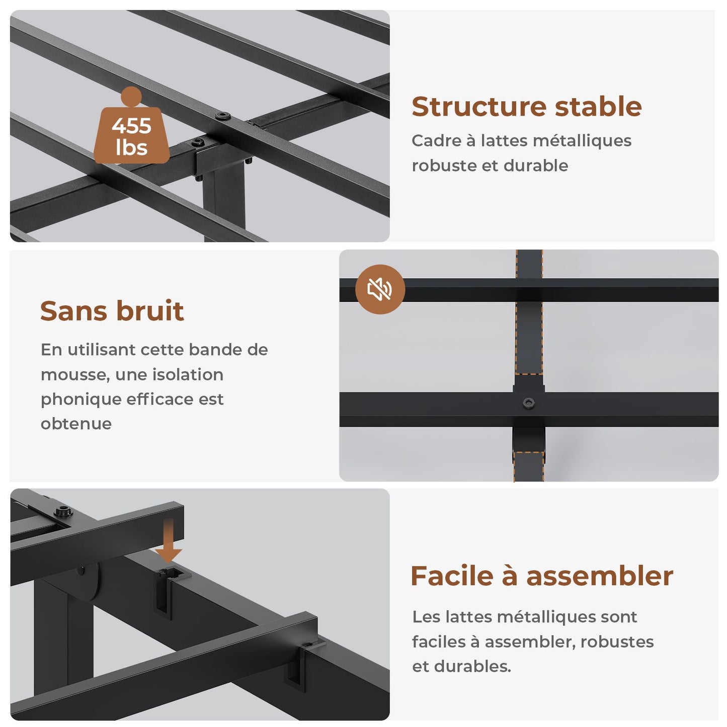 Lit AOGLLATI 140 × 200 avec espace de rangement et tête de lit rembourrée équipé de ports USB et d'un éclairage LED  le lit double est doté de 4 grands tiroirs
