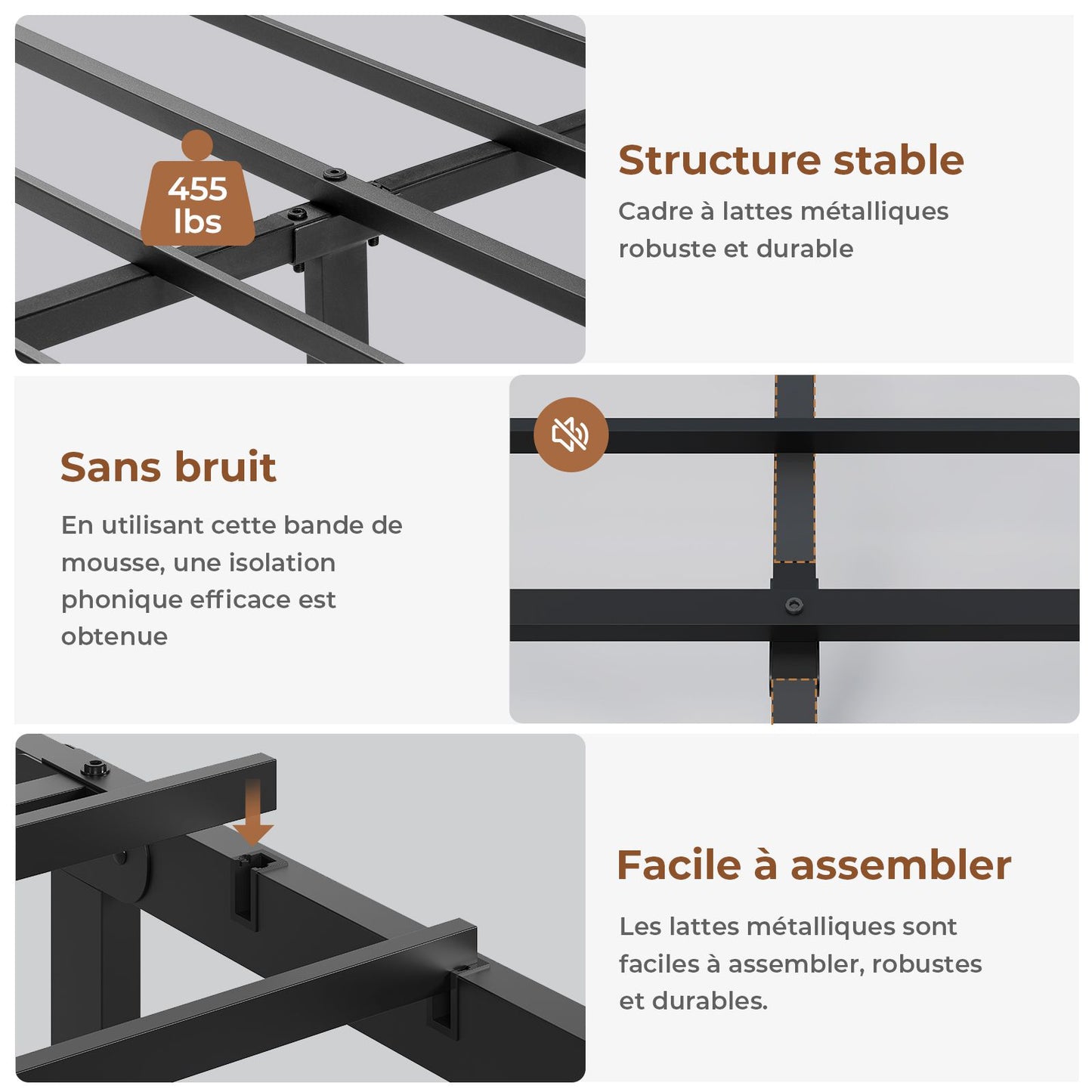 Lit AOGLLATI 140 × 200 avec espace de rangement et tête de lit rembourrée équipé de ports USB et d'un éclairage LED  le lit double est doté de 4 grands tiroirs