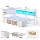 AOGLLATI Canapé Lit 90x200 avec Rangement Lit Coffre 90x200 avec Multiprise et Éclairage LED