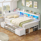AOGLLATI Canapé Lit 90x200 avec Rangement Lit Coffre 90x200 avec Multiprise et Éclairage LED