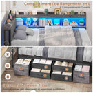 AOGLLATI Canapé Lit 90x200 avec Rangement Lit Coffre 90x200 avec Multiprise et Éclairage LED