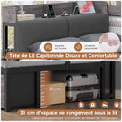 AOGLLATI Canapé Lit 90x200 avec Rangement Lit Coffre 90x200 avec Multiprise et Éclairage LED