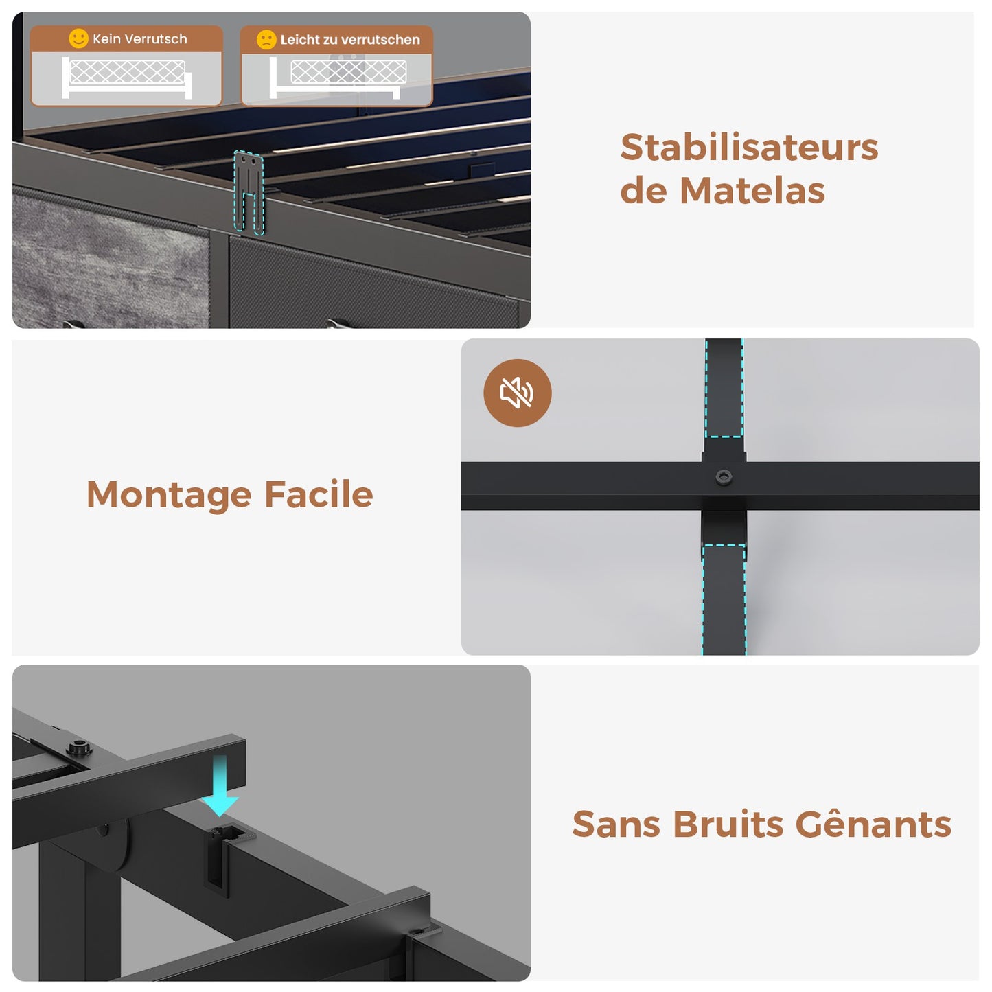 AOGLLATI Canapé Lit 90x200 avec Rangement Lit Coffre 90x200 avec Multiprise et Éclairage LED