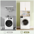 AOGLLATI Meuble Machine à Laver  Meuble Toilette avec Étagère Réglables  2 Compartiments Ouverts